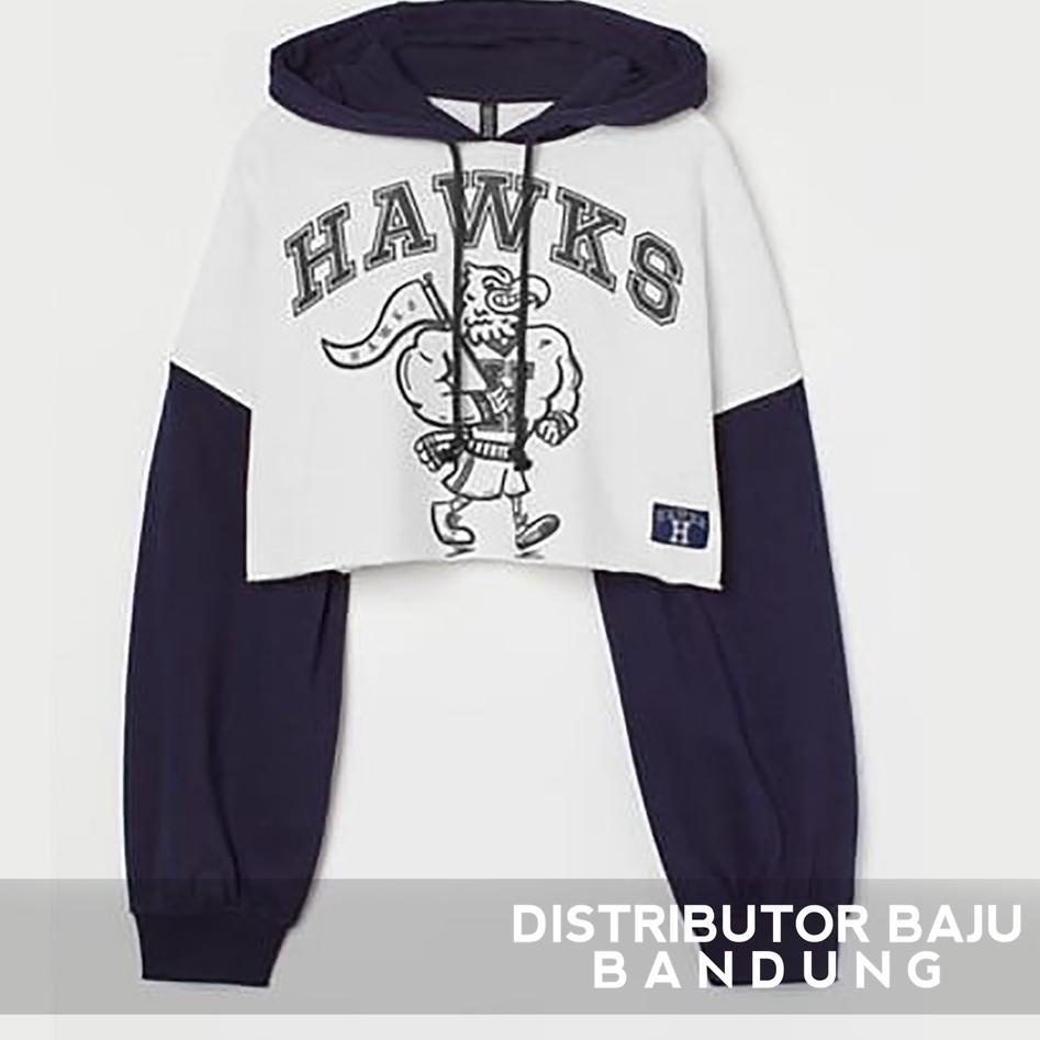 (MURAH) Sweater Hoodie Crop Wanita Hawks | American Style Sweatshirt Cropped | Pakaian Wanita | Baha