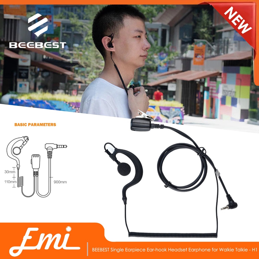 BEEBEST Single Earpiece Ear-hook Headset Earphone for Walkie Talkie