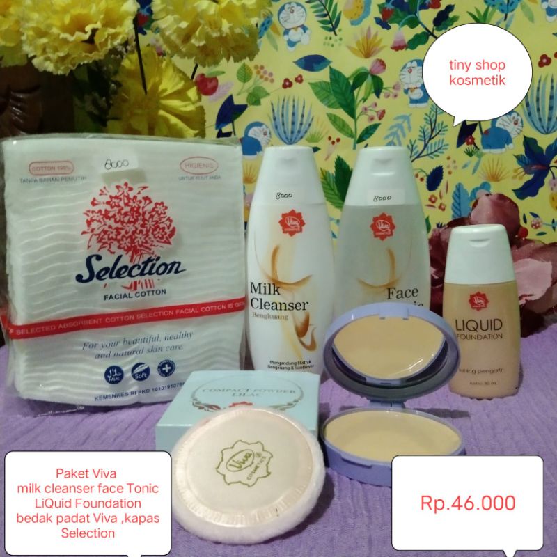 paket Viva milk cleanser face tonic LiQuit Foundation bedak padat