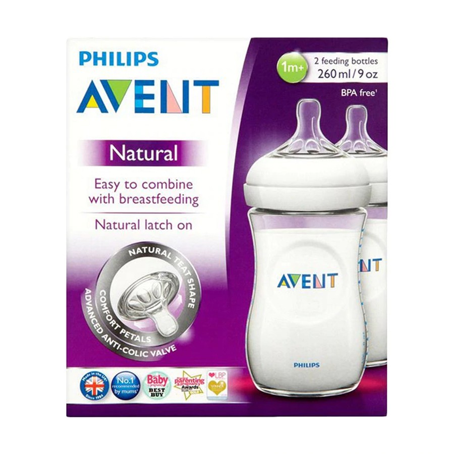 Botol Susu Philips Avent Natural 260ml isi 2pcs Botol Susu Bayi