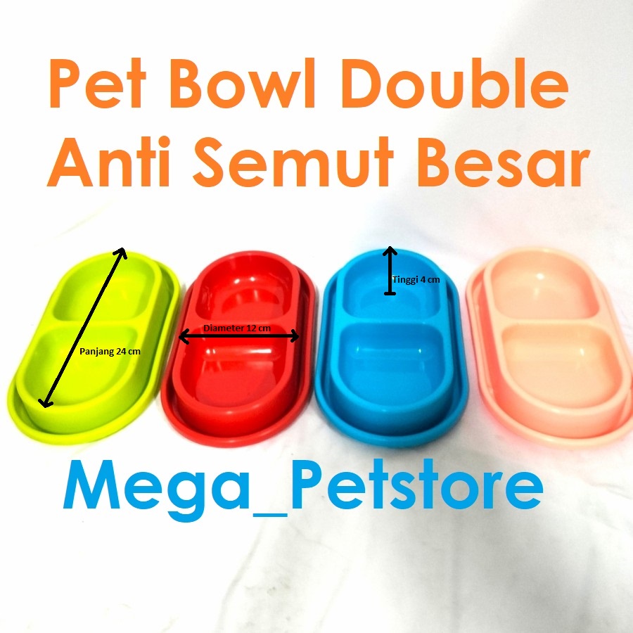 Tempat makan Pet bowl double anti semut dan minum double untuk anjing dan kucing B