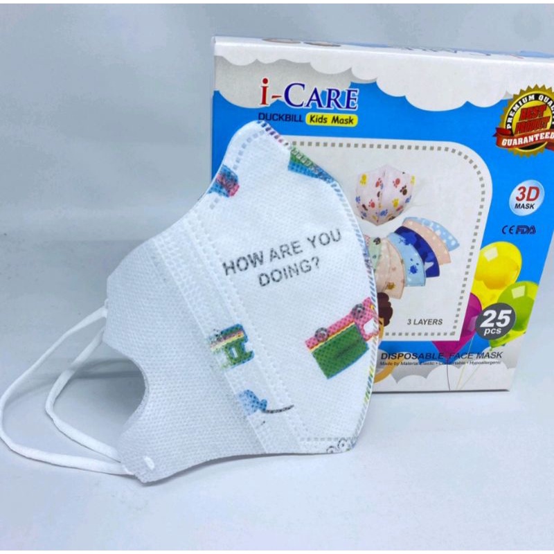 Masker Duckbil anak 4ply i care kemenkes isi25 pcs