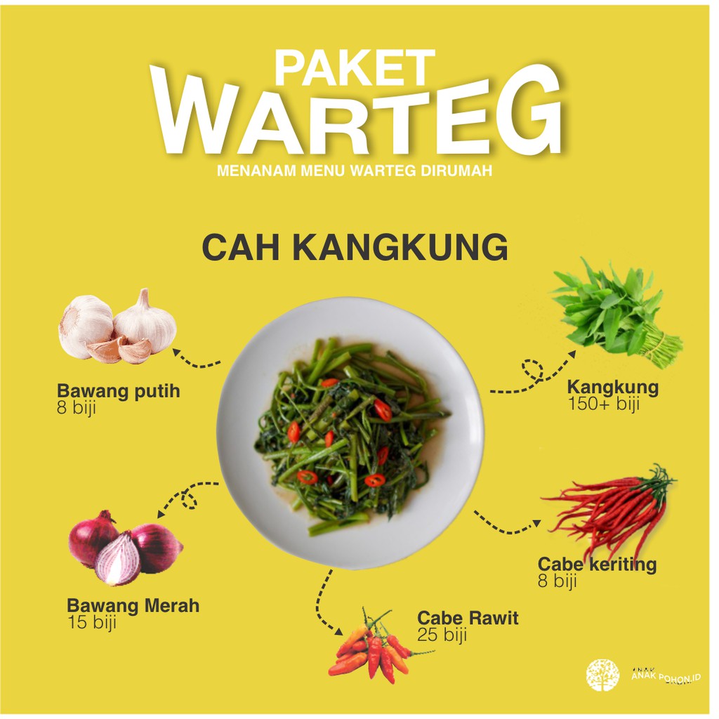 PAKET WARTEG - Benih untuk Cah Kangkung - Menanam Benih Menu Warteg di Rumah by Anak Pohon