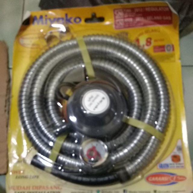 Selang Paket Regulator Meter + Selang 1.8 M Gas Lpg Miyako Rms 106 M / Rms 206 M Rms-206 Rms206m