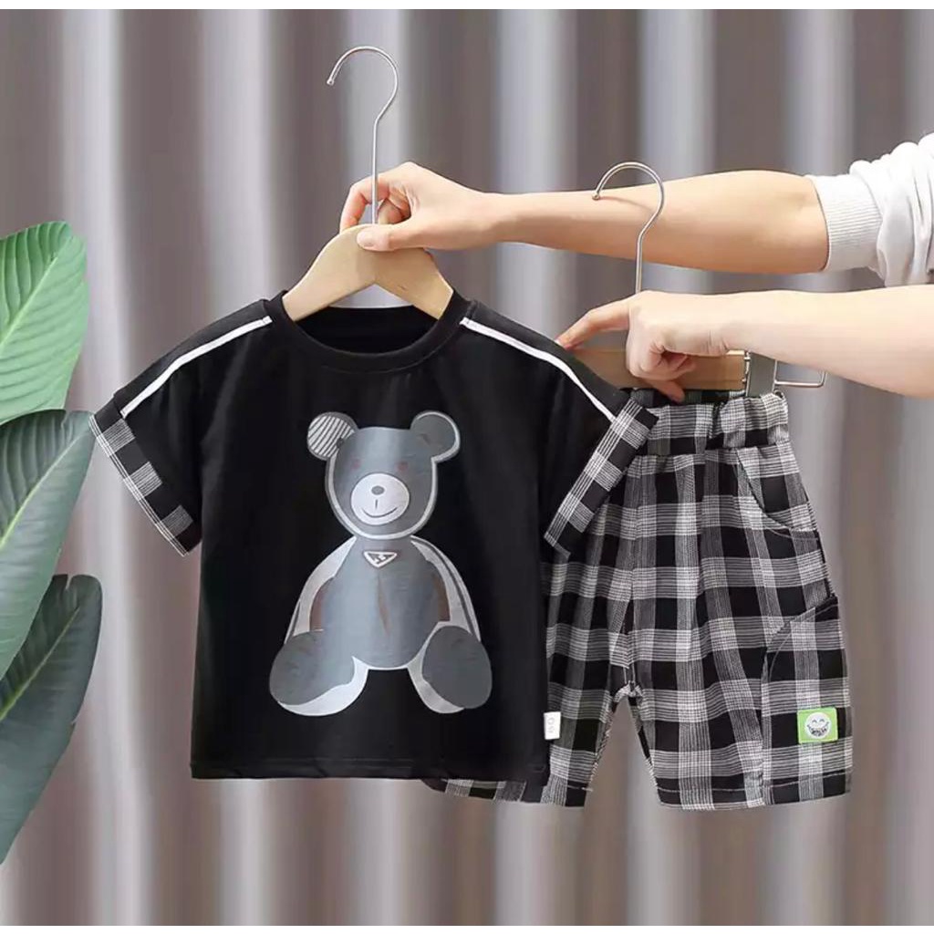 PAKAIAN ANAK TERBARU/SETELAN ANAK MOTIF TEDDY 1-5 TAHUN