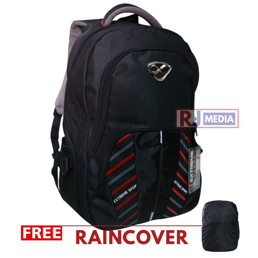 Tas Ransel Sekolah Extreme Palazo Original Keren Tas Laptop In Free Bag Rain Cover Backpack SMP SMA Kuliah Kerja Kualitas Premium Warna Hitam LIst Abu Merah Biru  Tas Sekolah SMP SMA Kuliah Kerja