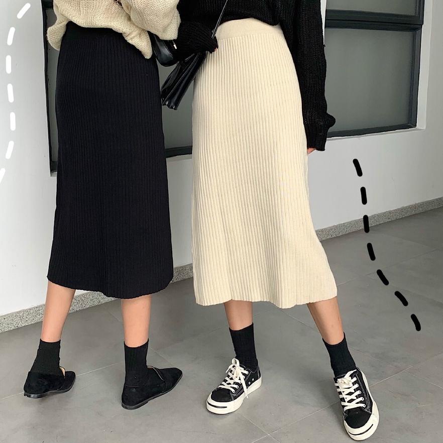 Hot Sale - Skirt/Midi skirt/Rok panjang/Fashion wanita Rok Korea Rok rajut panjang Rok panjang korea