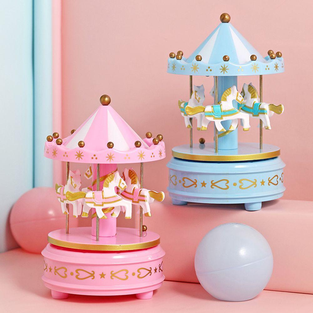 Populer Carousel Music Box Ornamen Rumah Hadiah Ulang Tahun Mainan Anak Merry-Go-Round