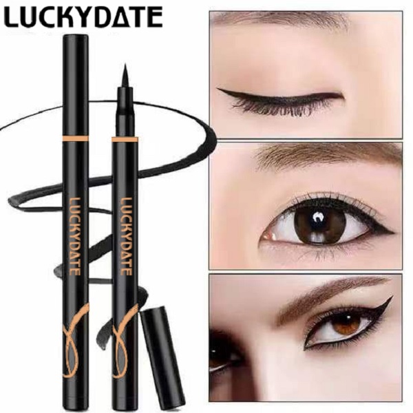 LUCKYMALL EYELINER LUCKYDATE Waterproof Celak Pen Pencil Tahan Lama BLACK ORIGINAL Korea Korean Kajal Saudi Arabia