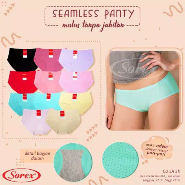 Cd Wanita Sorex EA 511 (Fit to L) Seamless Tanpa Jahit | Cd Basic |tc