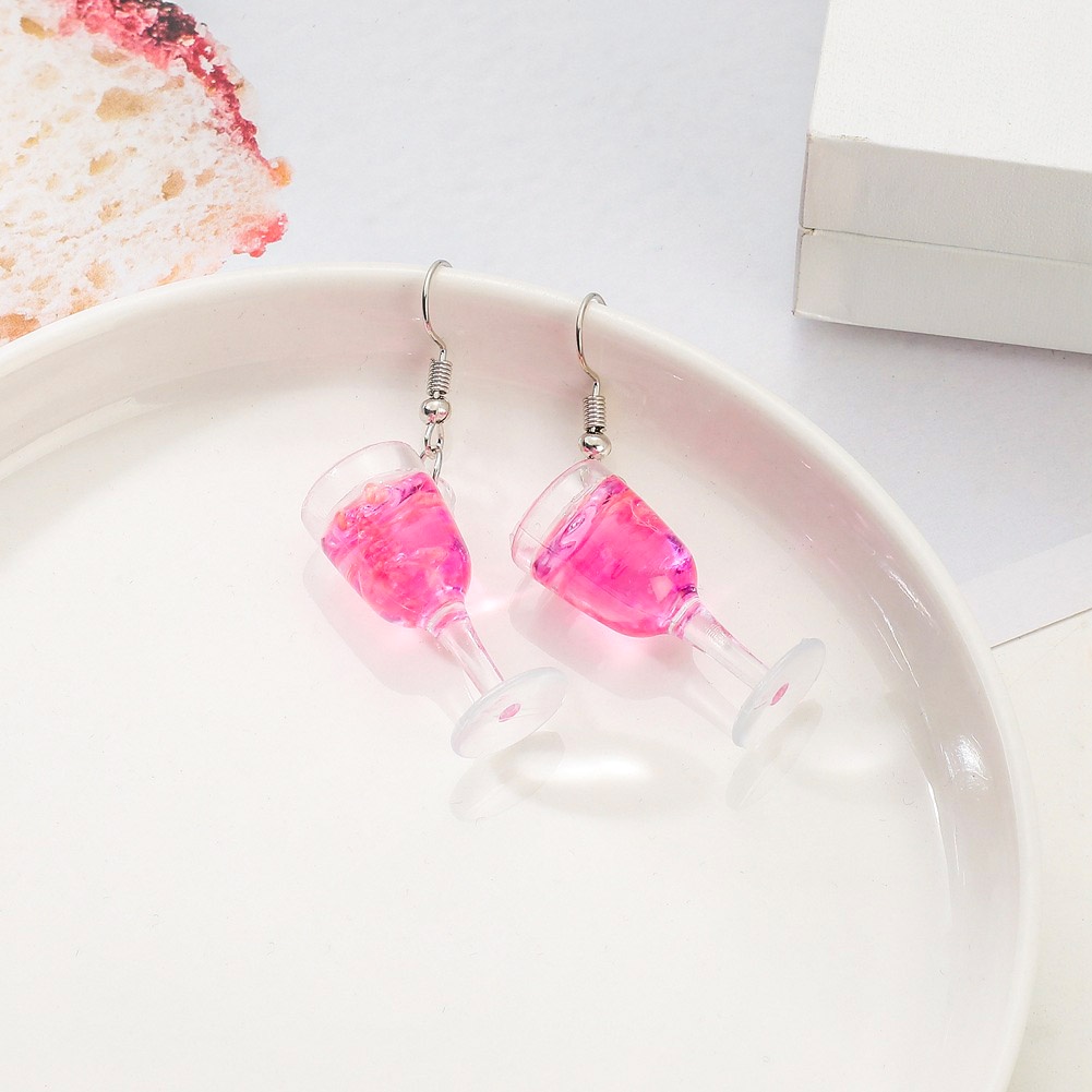 Hu Hu Hu Hu Hu Alat Bantu Pasang Kacamata♡ Anting Kait Gantung Wanita Bahan Resin Desain Gelas Anggur Untuk Hadiah