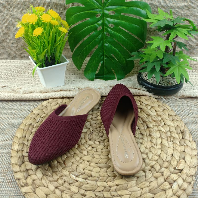 Sandal Flat Wanita Slip On Bahan Rajut Import SF-52 GRAVICI