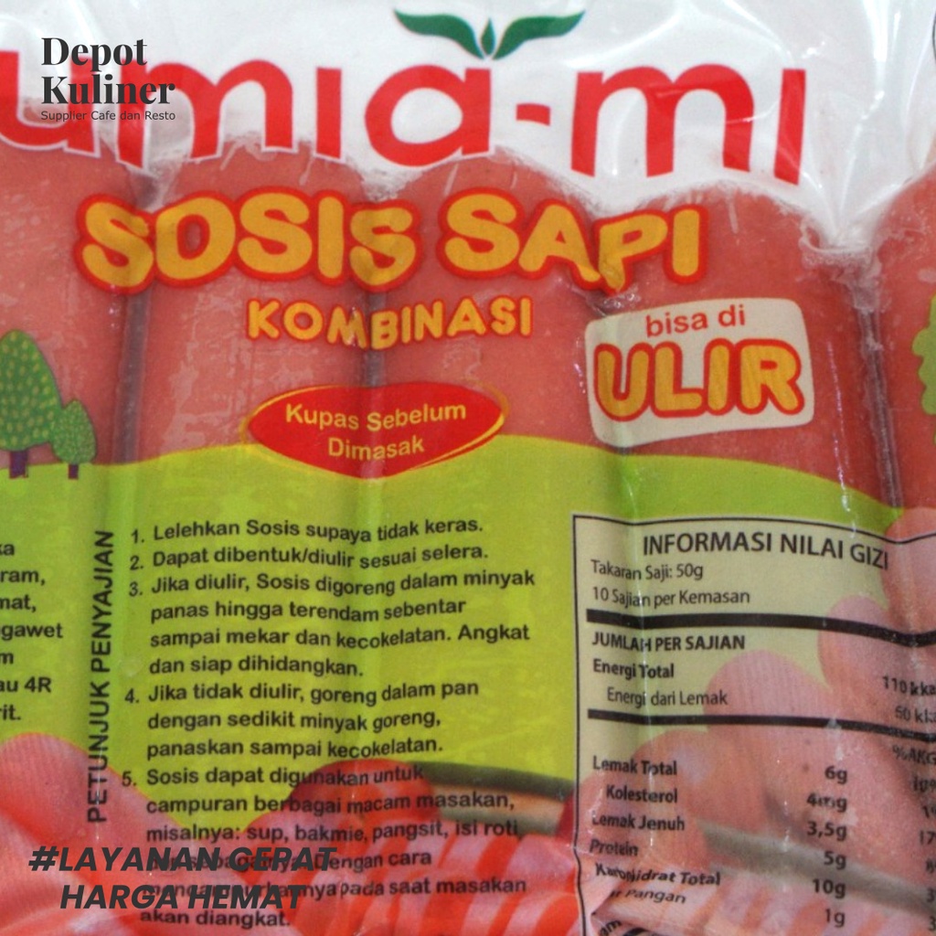 Umiami Sosis Sapi 12 Batang - 500 gr - Beef Sausage