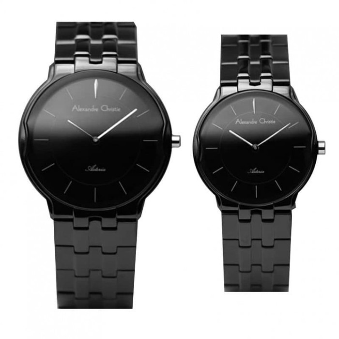 Alexandre Christie AC 8616 MH Couple Pria & Wanita Black Steel