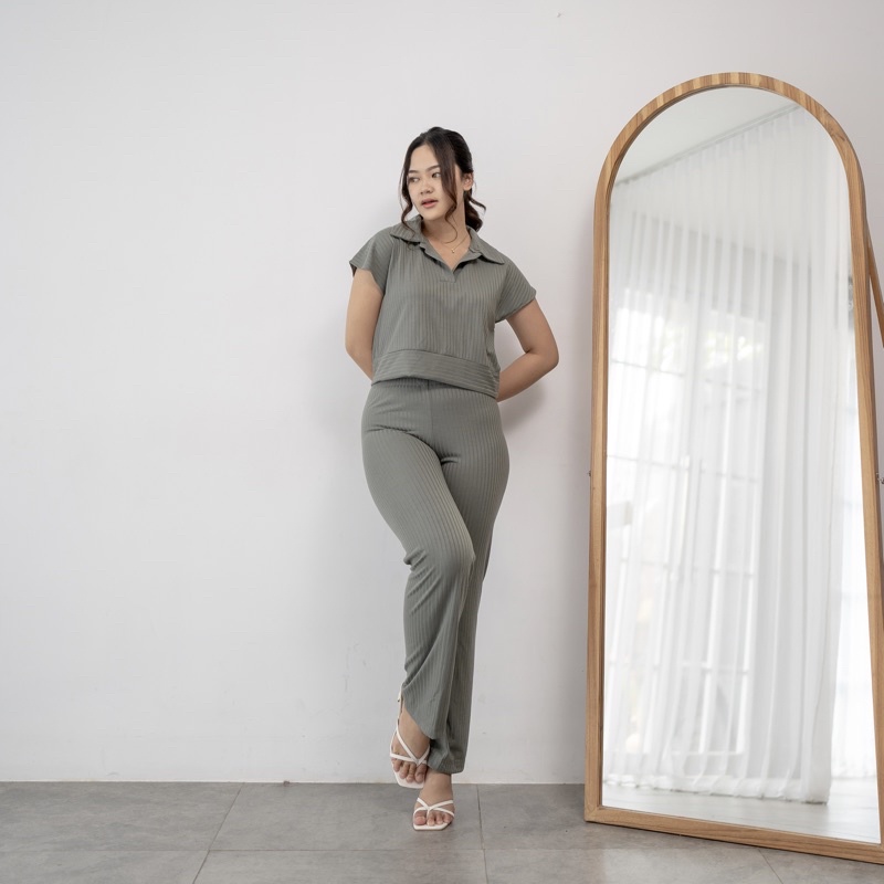 Georgios Women | Zoe Knit | Baju Celana Wanita-Sage