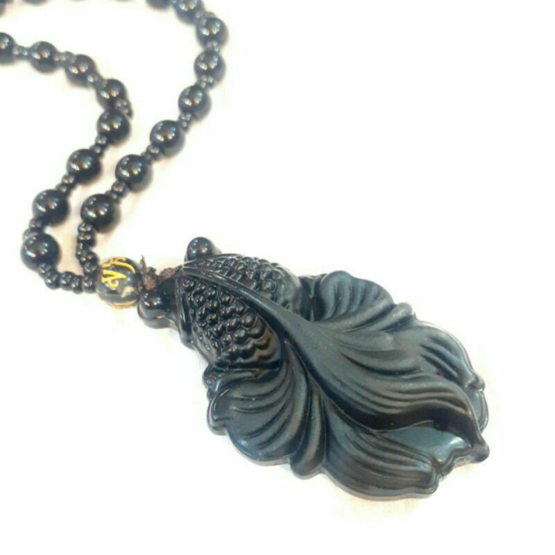 Kalung Liontin Batu Giok Bentuk Ikan Mas Koi