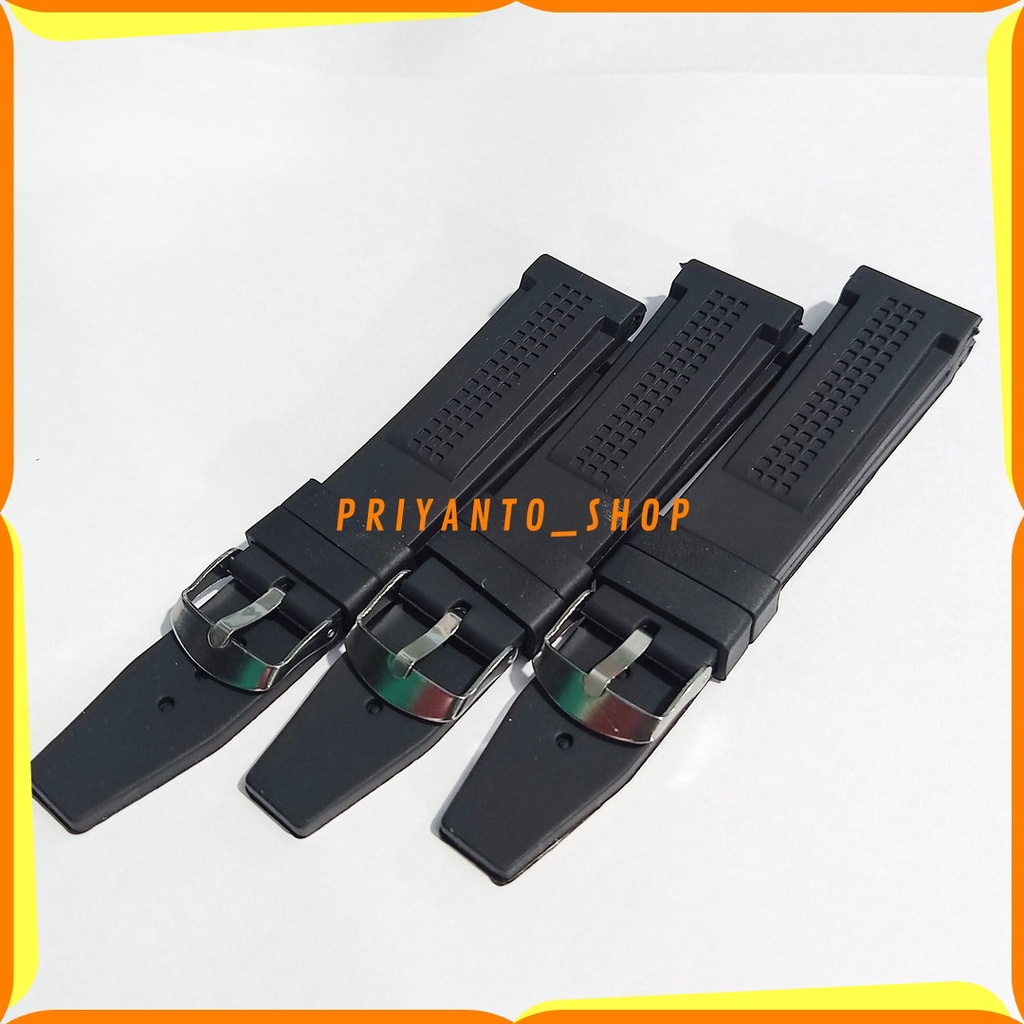 STRAP TALI JAM TANGAN KARET RUBBER PREMIUM 22MM HITAM BONUS PEN