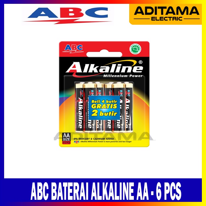 ABC  BATTERY ALKALINE AA-6Pcs