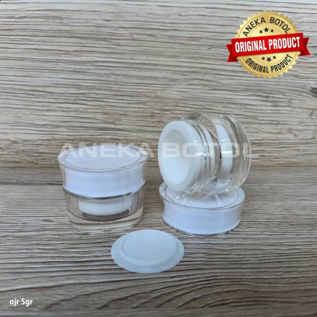 POT CREAM OVAL ACRYLIC 5 GRAM PUTIH BENING / POT OJR / POT IMPORT