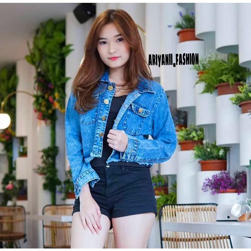 JAKET JEANS WANITA/JACKET CROP DENIM CEWEK/Jaket BIONDY SNOWBLACK/JAKET Jins Murah CEWE/JAKET SNOW-3