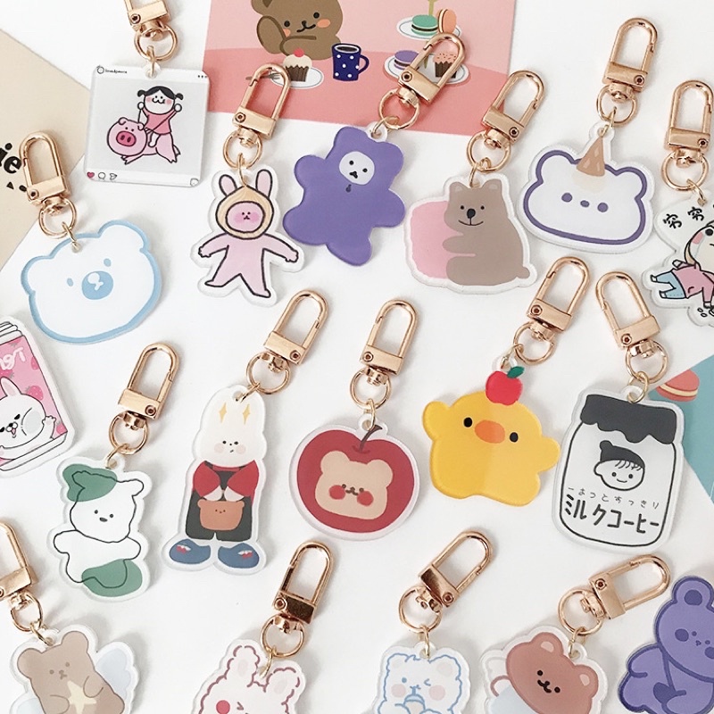 Gantungan Kunci Key Chain Character/Gantungan Kunci Beruang / Bear Cute Keychain / Gantungan Kunci Akrilik Lucu Aesthetic Korea / Key Chain Acrylic