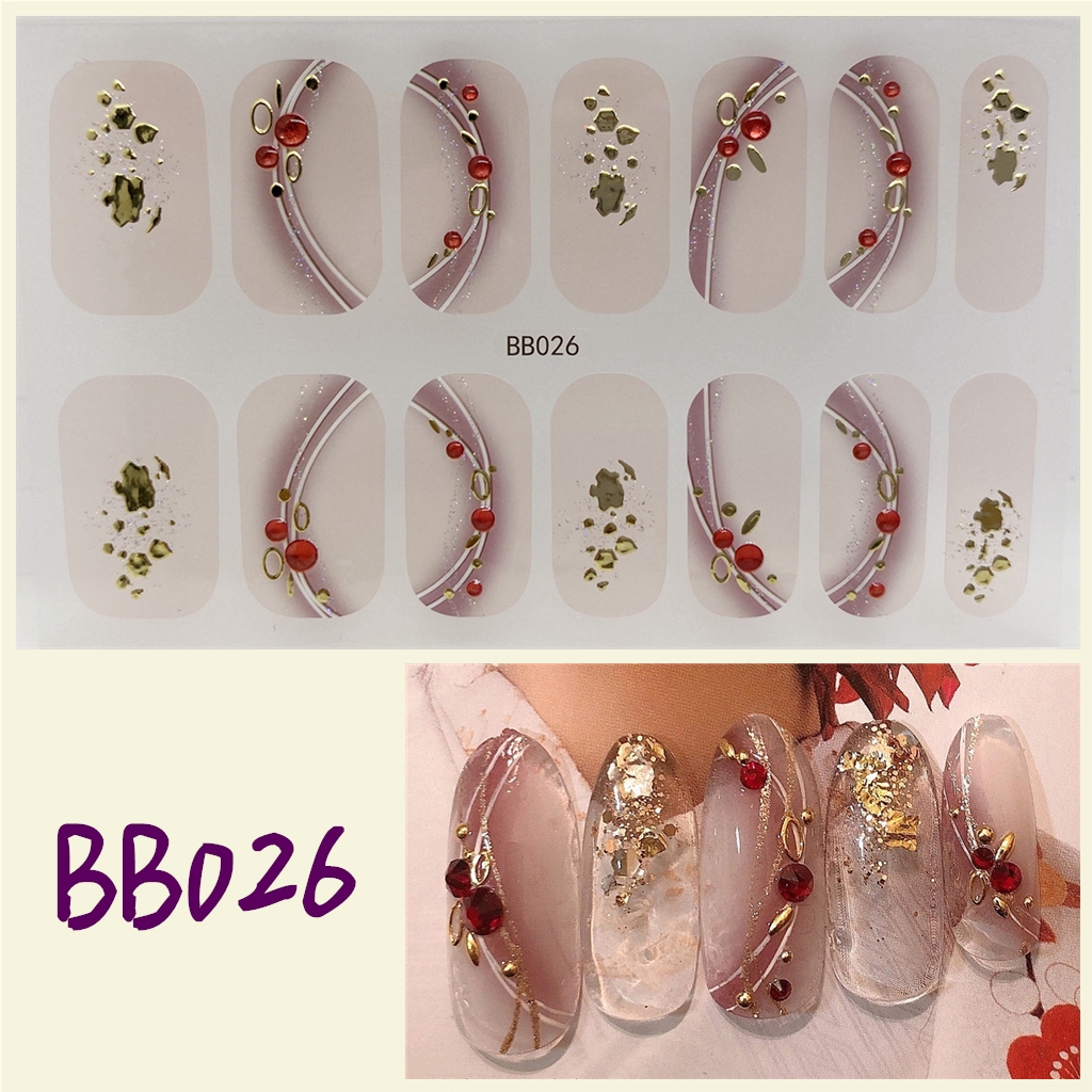 Stiker Kuku 3d Desain Berlian Mutiara Permata Warna-Warni Untuk Manicure Bb019-035
