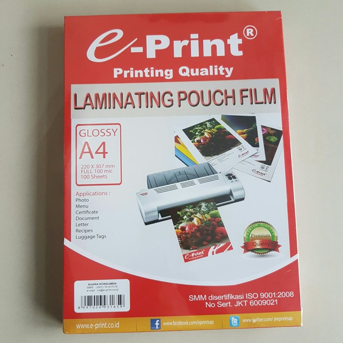 

Hari Ini E-Print Laminating Pouch Film Glossy A4 100Gsm (Merah) Bergaransi