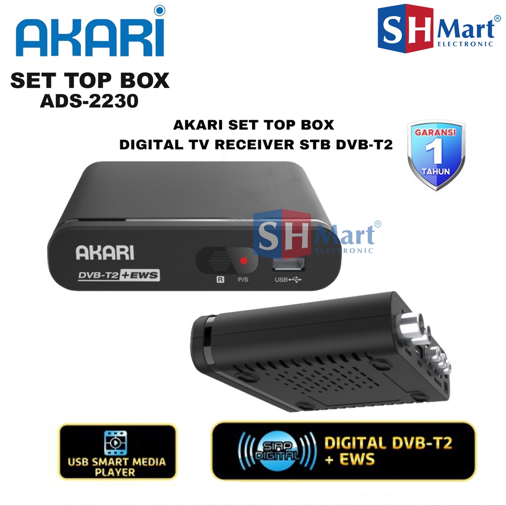 RECEIVER TV SET TOP BOX AKARI ADS-2230 ADS2230 DVB-T2 DIGITAL DVBT2