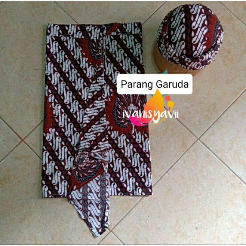 Set Jarik Instan Bapak Ibu + Blangkon (ModeL Jawa/ Sunda), Motif Parang Garuda