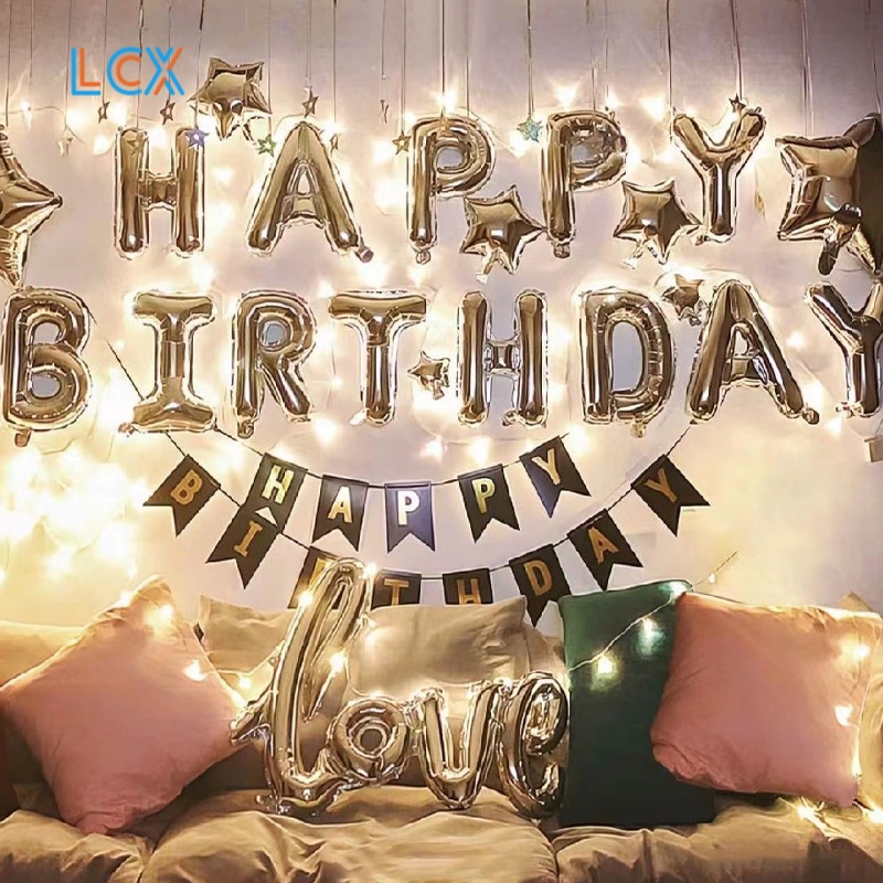 LCX Balon Foil Dekorasi Backdrop Ulangtahun Birthday Set Dekorasi Ulang Tahun Romantis