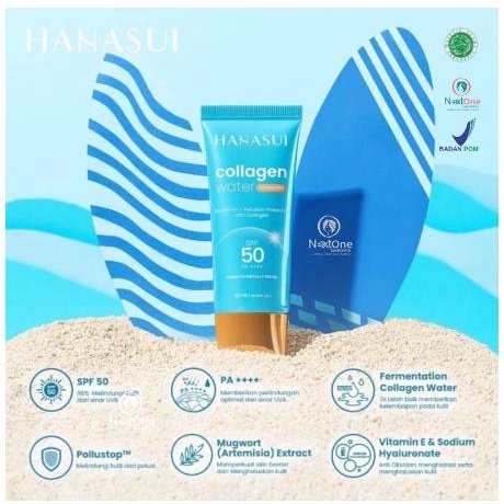 ^ KYRA ^ Hanasui Sunscreen Collagen Water SPF 50 Sun Screen - Dermatology Tested - Netto 30 ml