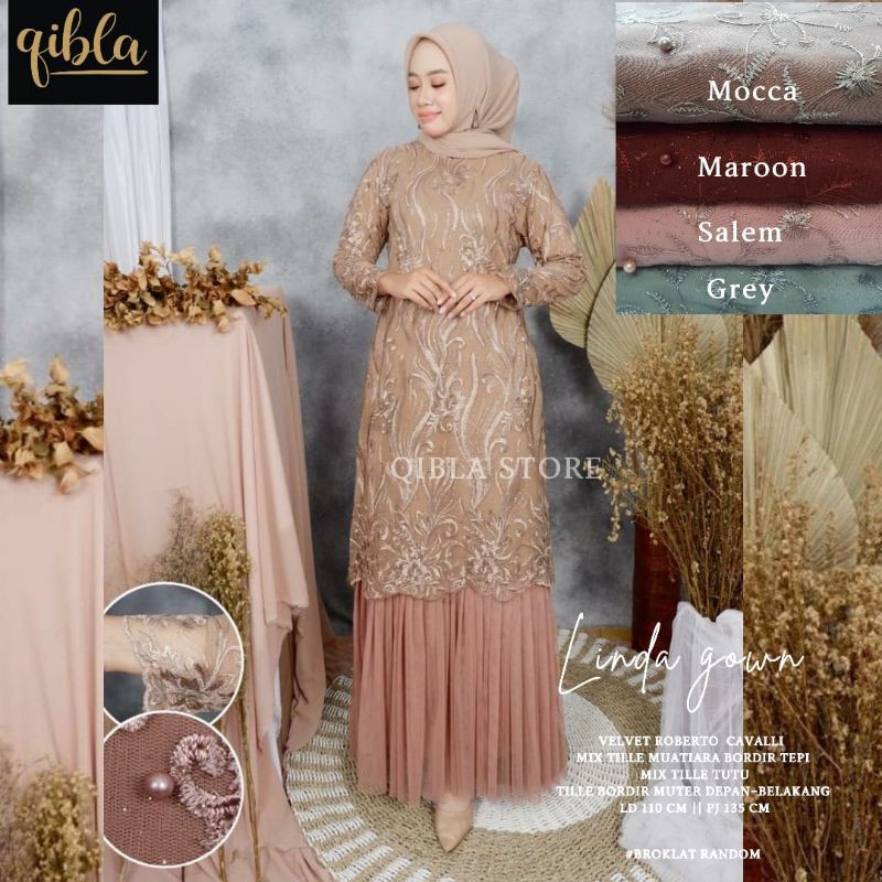 [READY] GAMIS BRUKAT LINDA GOWN ORI QIBLA