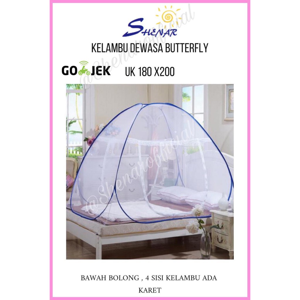 SHENAR KELAMBU BUTTERFLY/ KELAMBU ANTI NYAMUK / KELAMBU TEMPAT TIDUR UKURAN 180 X 200