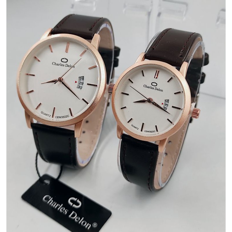 JAM TANGAN PASANGAN COWOK CEWEK ELEGANT CHARLES DELON ORIGINAL