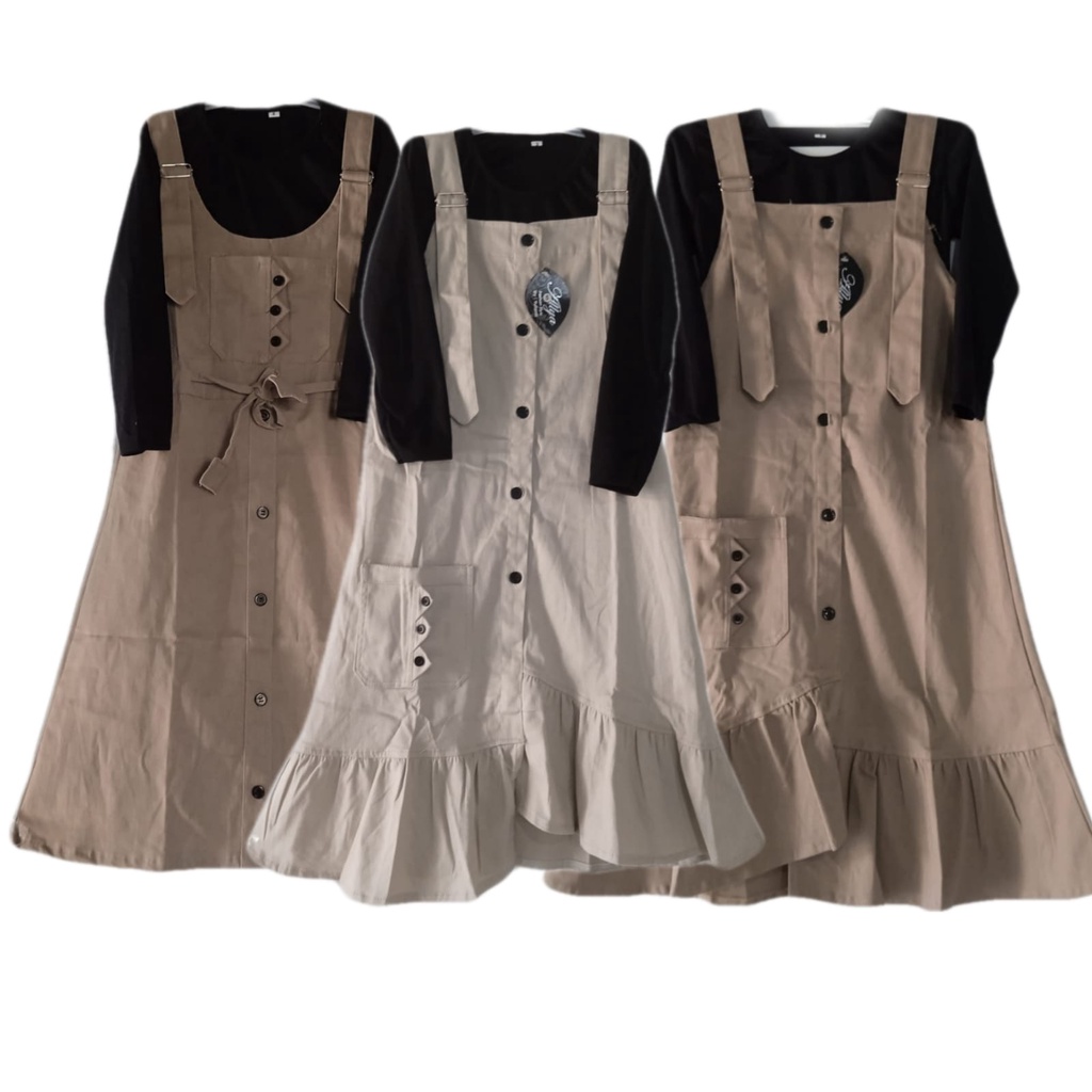Dress Overal anak perempuan cewek 4-12 tahun / Set dress overal dan inner / overal anak perempuan TK