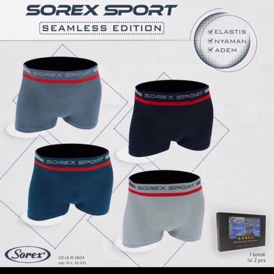 CD celana dalam boxer pria sport sorex m 3802 ; 3804 seamless edition