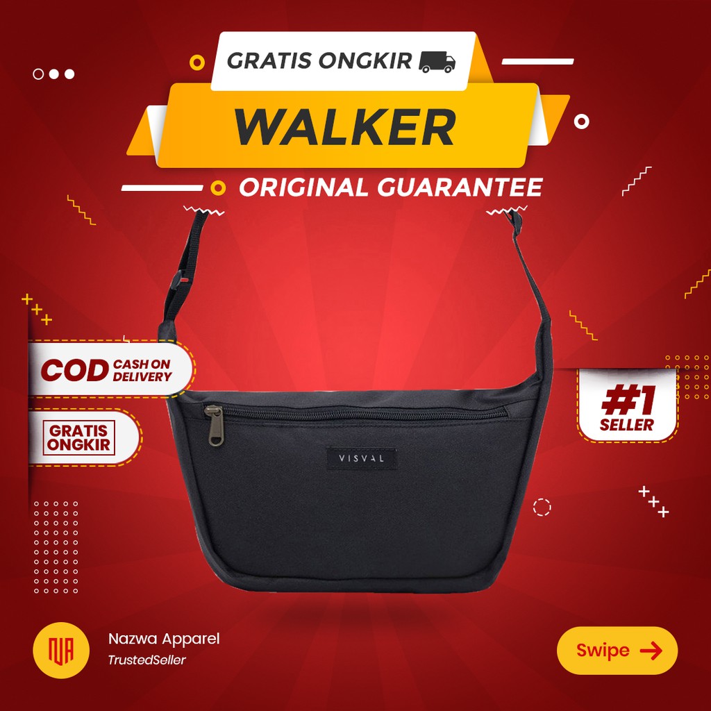 TAS SELEMPANG SLING BAG VISVAL WALKER BLACK