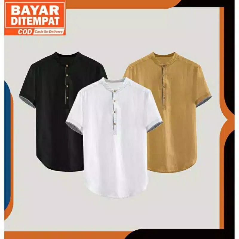 Kurta Hanafi Casual Lengan Pendek Pakistan Baju Koko Lengan Pendek Trendy