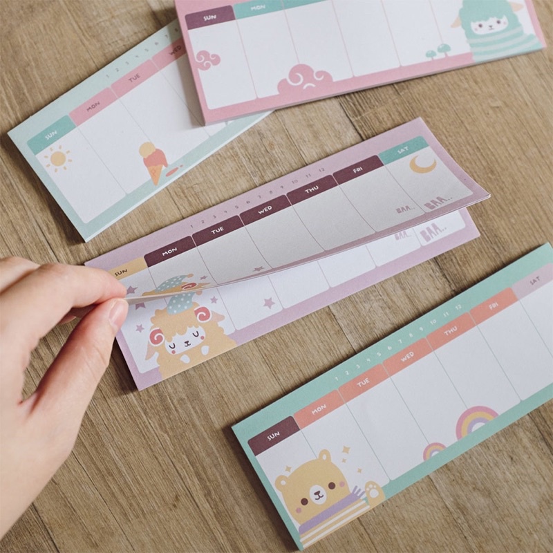 

Fluffy Animal Weekly Plan Memopad / Weekly Planner / Agenda Mingguan