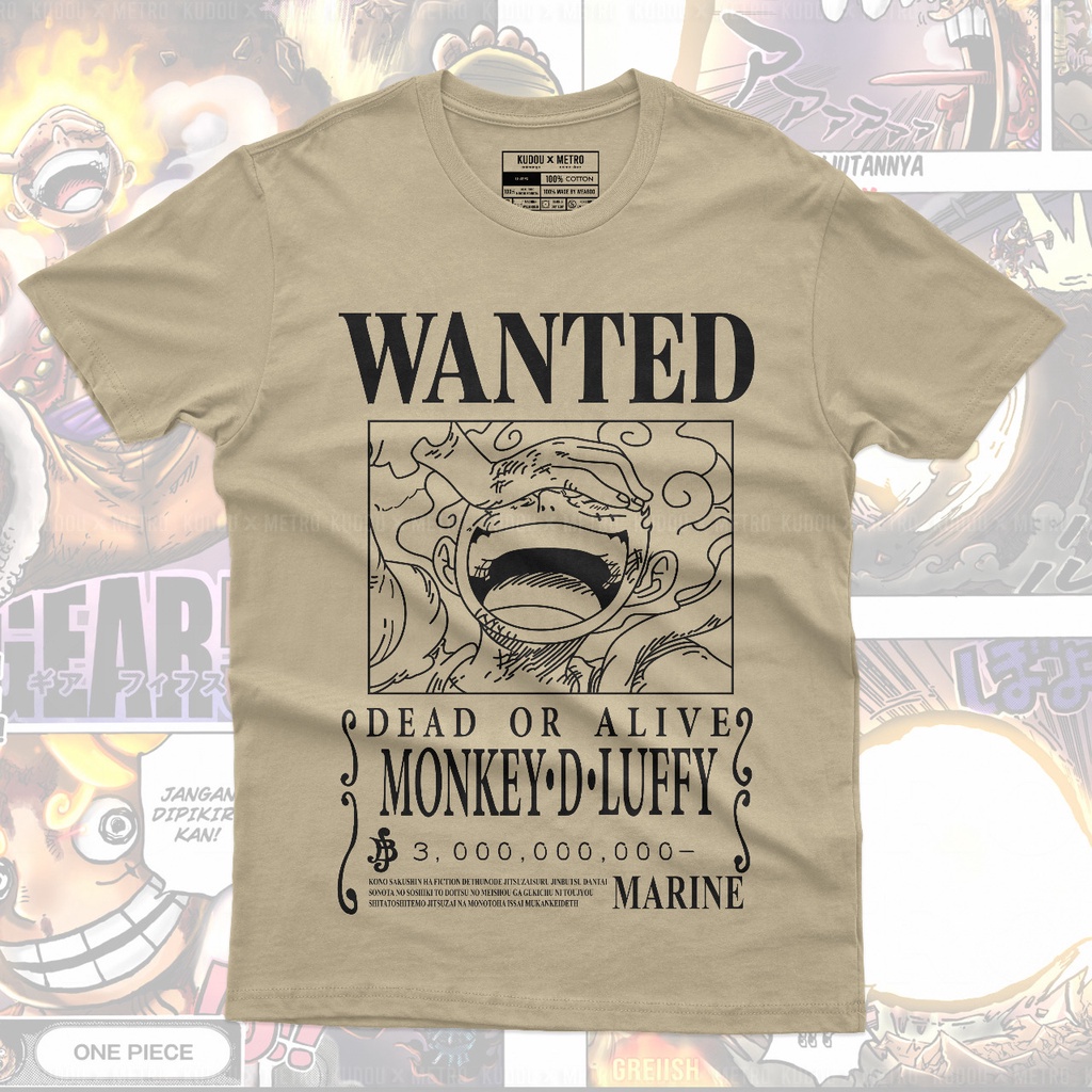 Tshirt Luffy Wanted God Nika Line Art Gear 5 Anime Manga One Piece