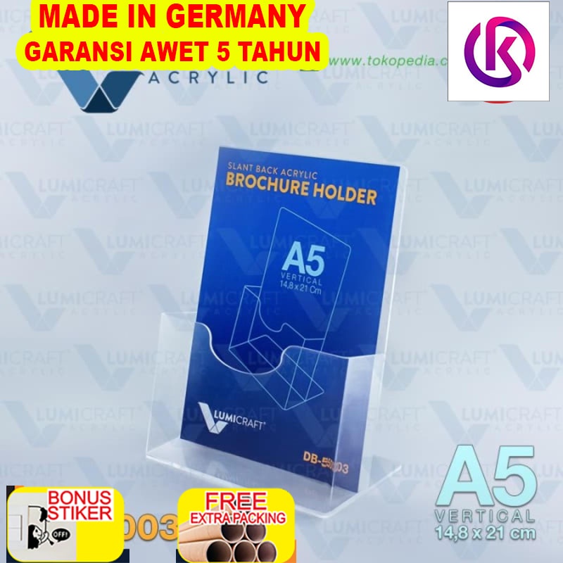 

Terlaris Brochure/Brosur Holder/Stand Acrylic/Akrilik model L / Slant Back - A5