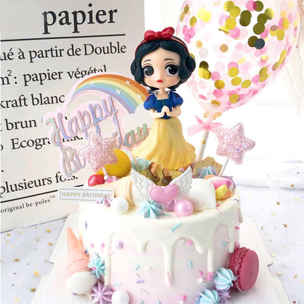 Mainan Boneka Model Snow White Elsa Anna Rapunzel Cinderella Sophia Bahan Plastik Untuk Hadiah Kue
