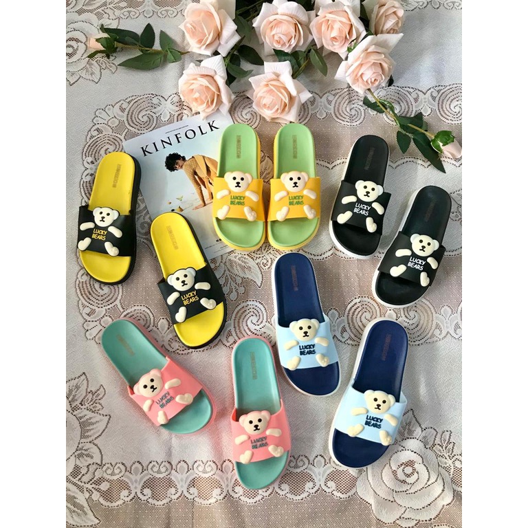 Sandal Slop Motif Bear Timbul BEST SELLER Morego 1902W-A ( KNS )