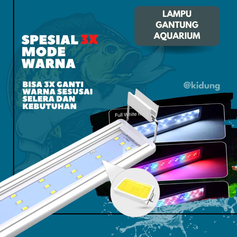 Jual Lampu Led Aquarium Aquascape Gantung 3 Mode Warna 60cm 100cm ...