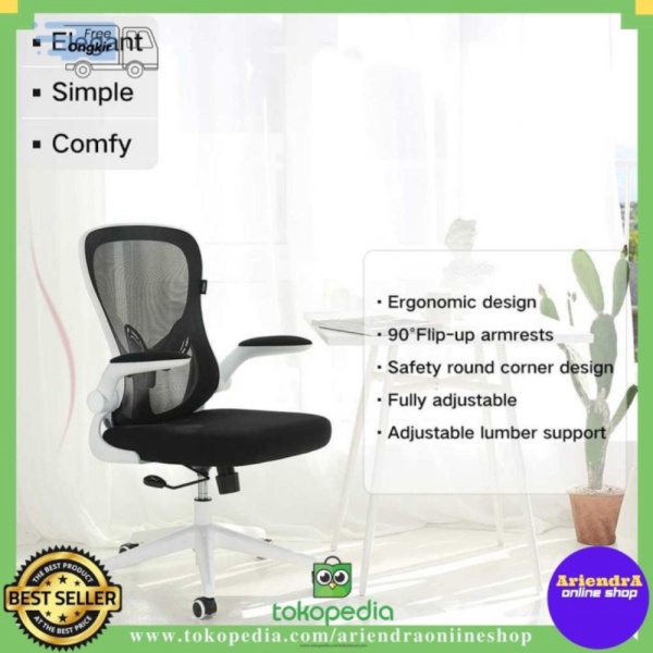 Jual Jual Kursi Kantor Mesh Ergonomic Office Chair Flip-up Arms _ Hitam ...