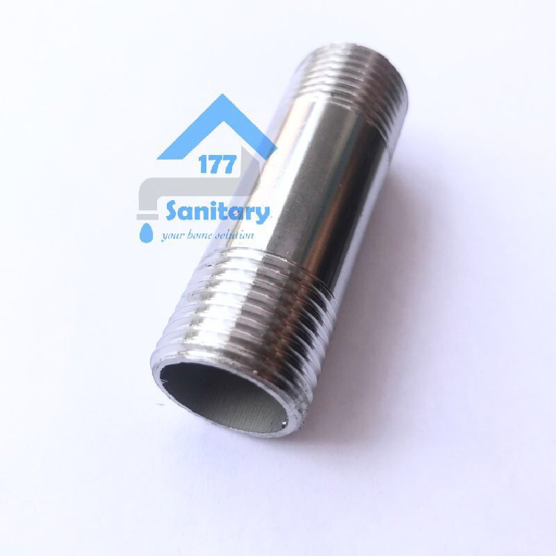 Double nepel Panjang 5cm stainless 1/2 inch 116x- dobel nepel stenlis mur fitting sambungan kran KERAN spare part /X18