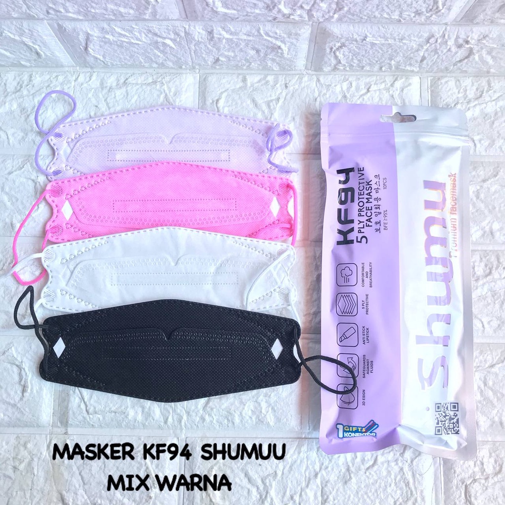 MASKER KF94 DEWASA SHUMU 1 PACK ISI 10 PCS/ MASKER KF94 4 PLY NON HIJAB