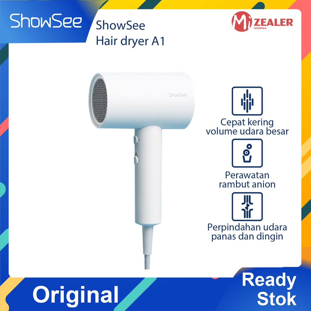 SHOWSEE Anion Hair Dryer A1 Negative Ion 1800W Electric Hair Care Pengering Rambut