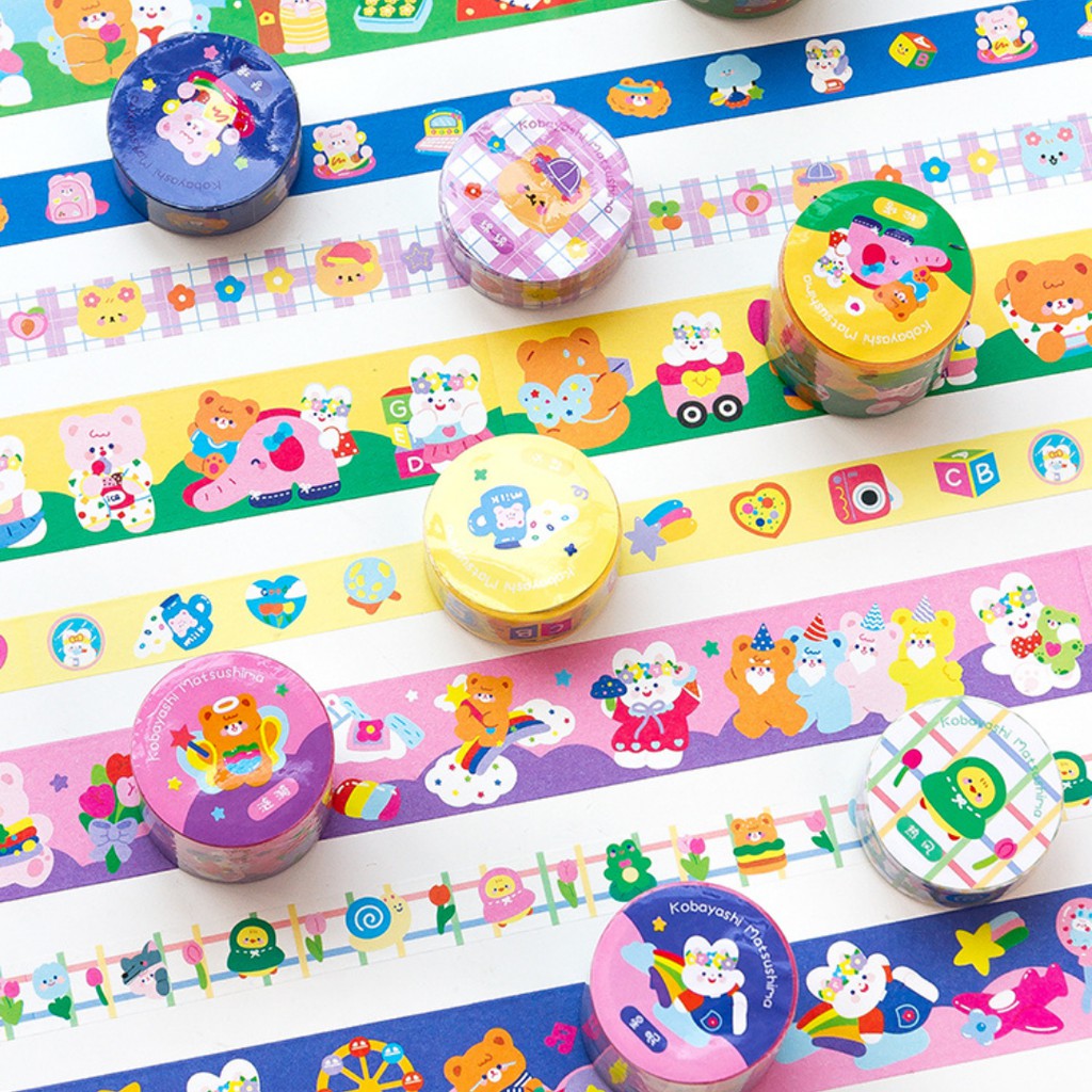 

1 roll Washi Tape Cute Bear Bunny Cartoon Gaya Korea Dekorasi Journal Diary Scrapbook DIY