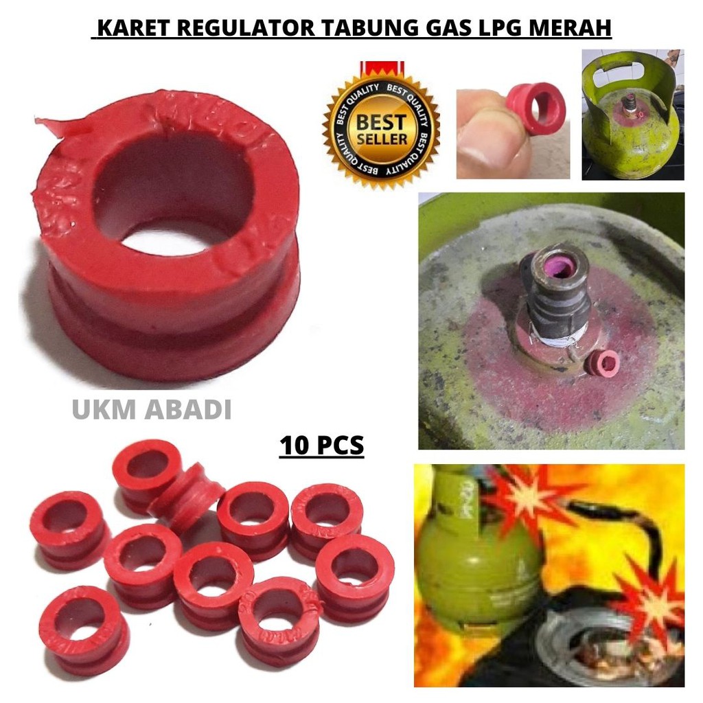 Karet Merah Kepala Seal Tabung Gas LPG Regulator Anti Bocor Serbaguna 10 Pcs 114131